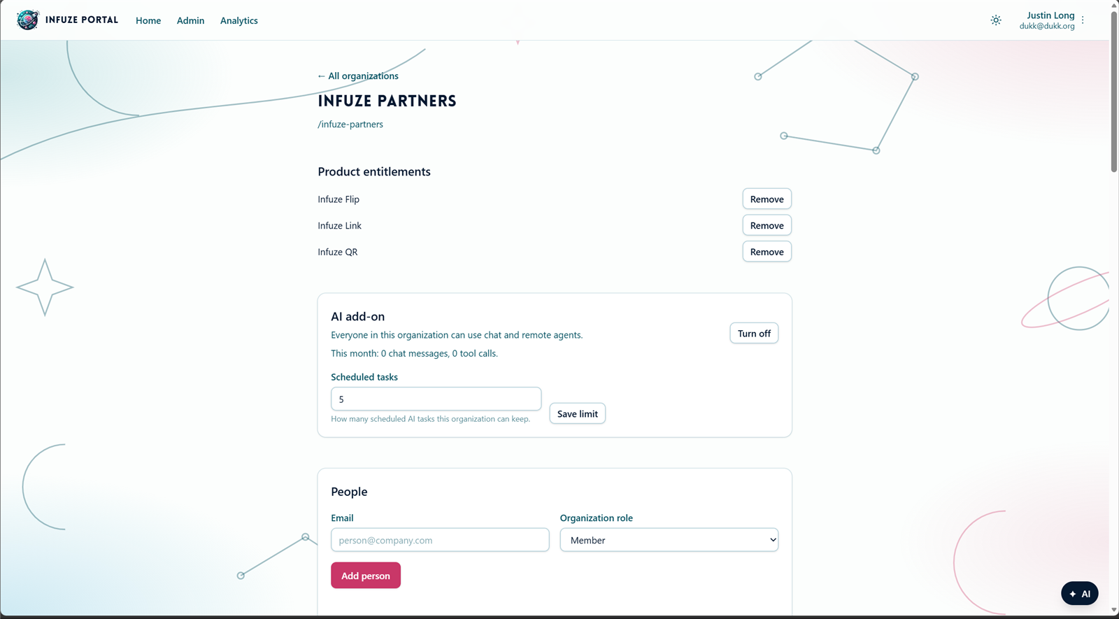 Organization page